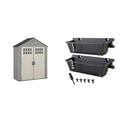 Suncast BMS6312D Everett 6' x 3' Heavy-Duty Resin Outdoor Pad-Lockable Double Doors and Windows All-Weather Shed for Yard Storage, Dove Gray