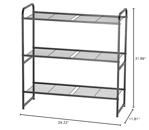 Heavy Duty Metal Wire Shelving Unit, 3 Tier, Stackable Storage Rack C875