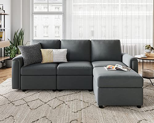 Modular Sectional Sofa with Storage, U Shaped Couch, Blue Y4358