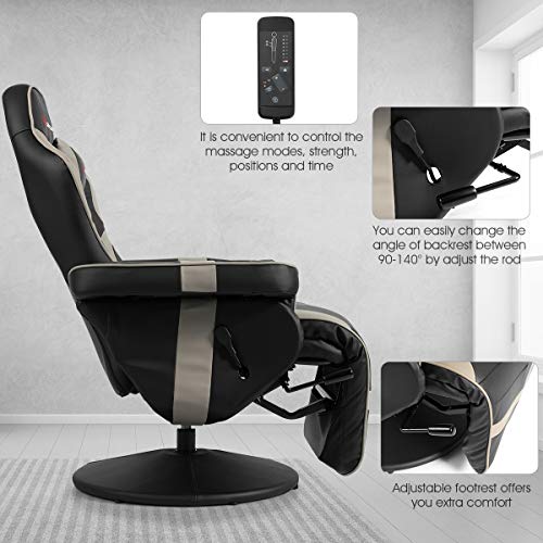 Massage Gaming Chair with Adjustable Backrest and Footrest G669073