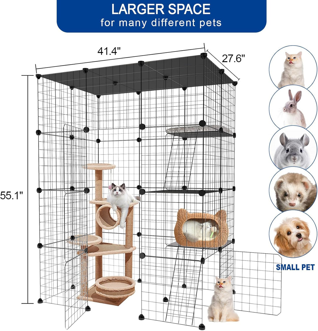 3-Tier Catio Outdoor Cat Enclosure for 1-3 Cats O4501