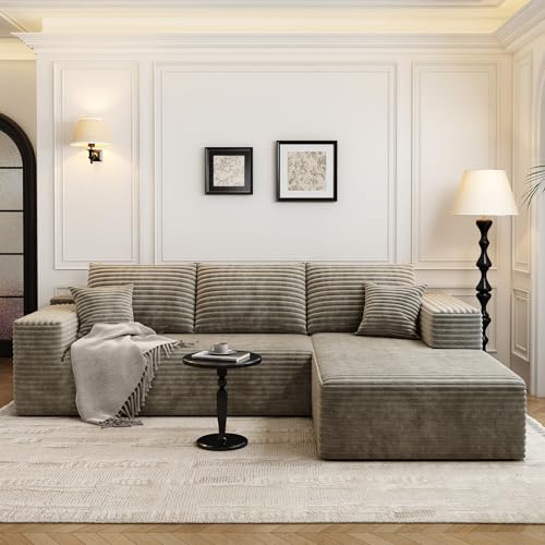 Modular Sectional Sofa with Ottoman, U-Shaped Deep Seat Couch for Living Room O870