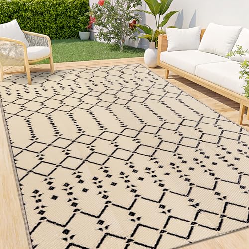 Waterproof Outdoor Rug 5x8 ft, Reversible Plastic Straw Patio Mat Z2613