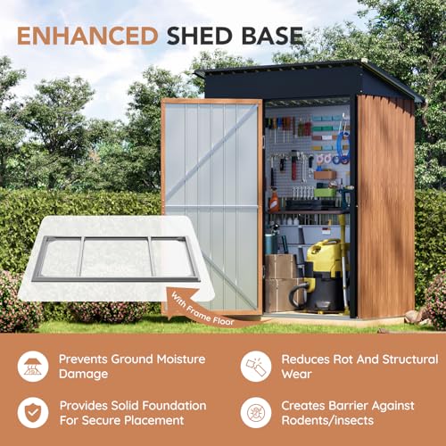 Metal Storage Shed 5x3 ft with Lockable Door for Garden and Backyard B82351