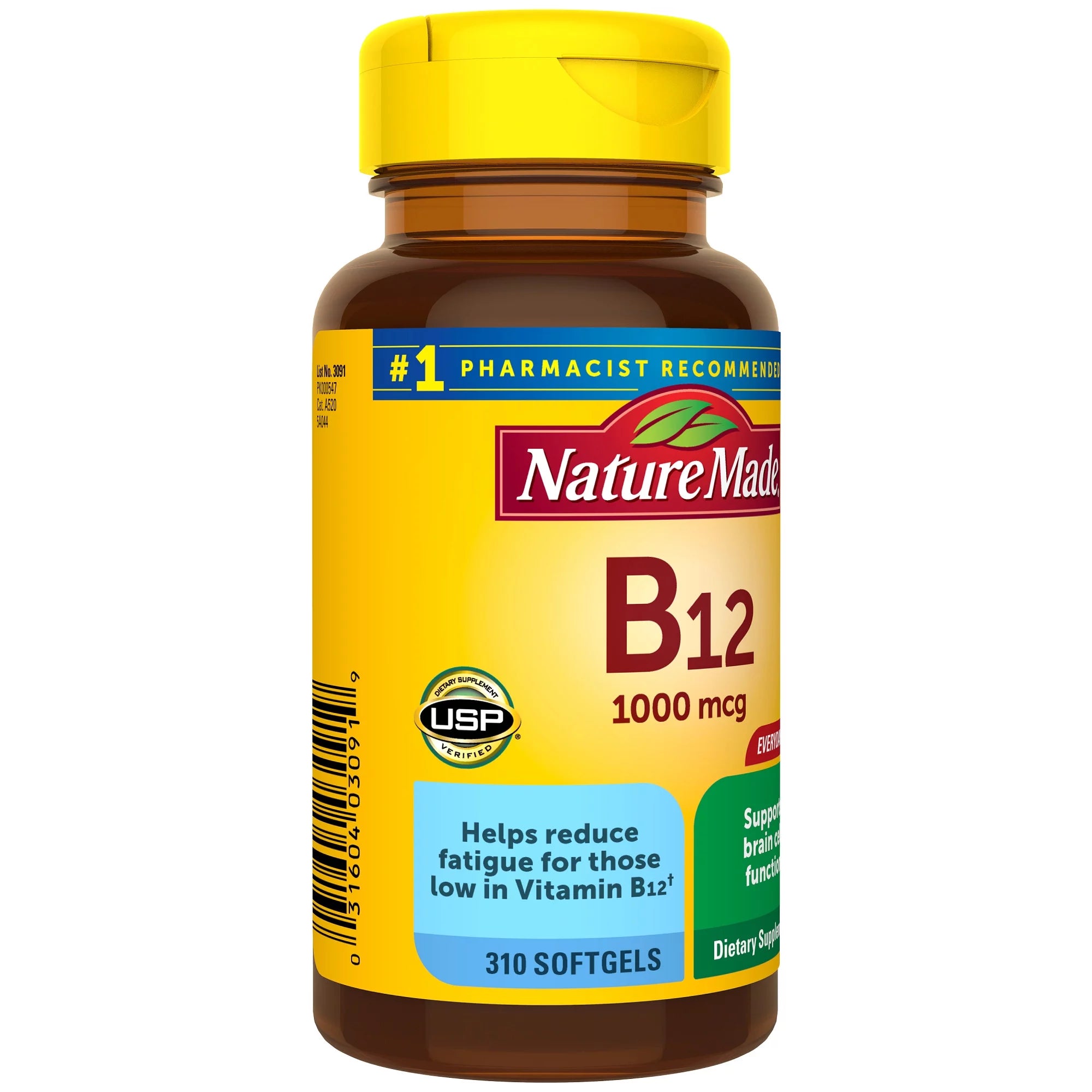Vitamin B12 1000 mcg Softgels, Dietary Supplement, 310 Count L4012