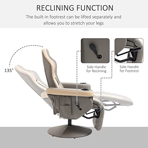 Manual Recliner Armchair PU Leather with Adjustable Leg Rest A176594