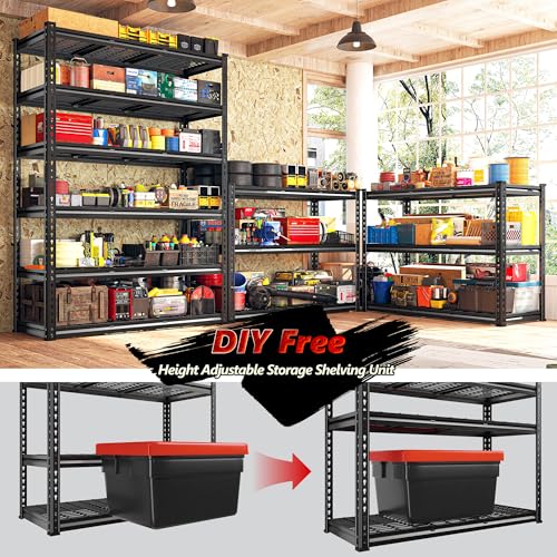 60" W Garage Shelving, 5-Tier Heavy Duty Metal Storage Shelves B8137