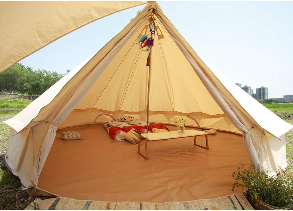 Waterproof Cotton Canvas Bell Tent with Stove Jack Hole for Camping X96807