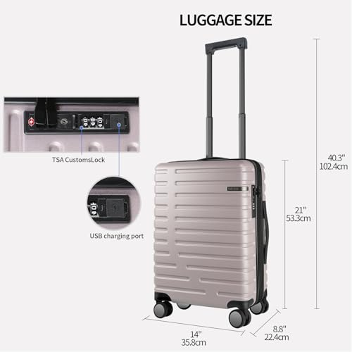Hardside Expandable Carry On Luggage with Spinner Wheels and TSA Lock, 20-Inch, Light Purple S3849