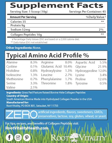 Collagen Peptides Powder - Grass-Fed Hydrolyzed Protein Supplement for Skin, Hair & Nails W65445