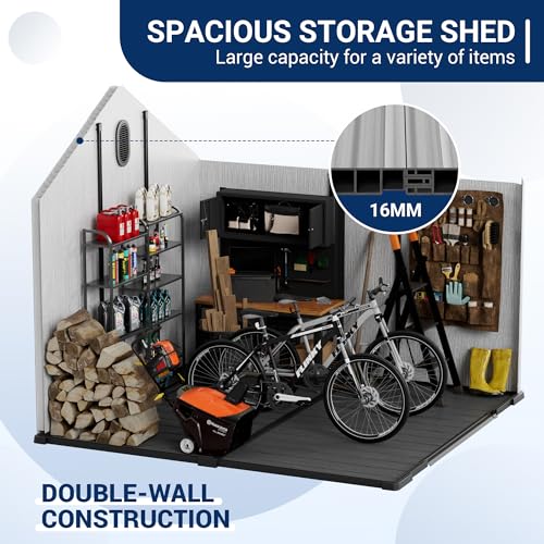Outdoor Resin Storage Shed with Air Vents and Lockable Door X72953