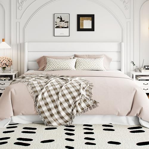 Full Size Lift Up Storage Bed with Wingback Headboard, Hydraulic Support, Light Beige P736605