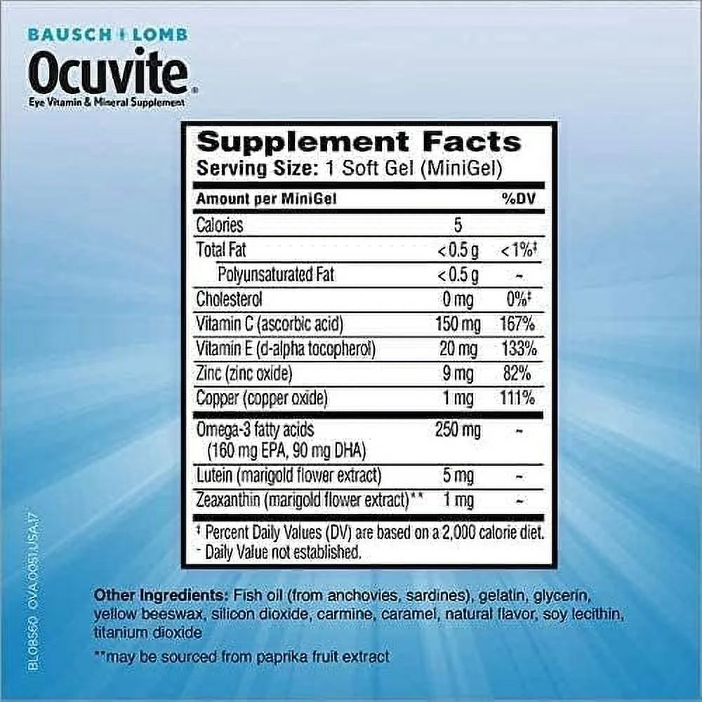Adult 50+ Eye Vitamin & Mineral Supplement with Lutein, Zinc & Omega-3, 150 Softgels L9406