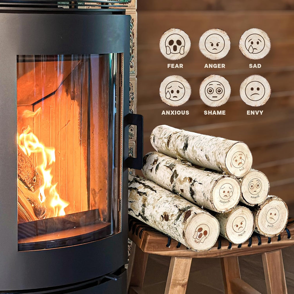 Birch Wood Logs for Fireplace Decoration, Pack of 6 D482