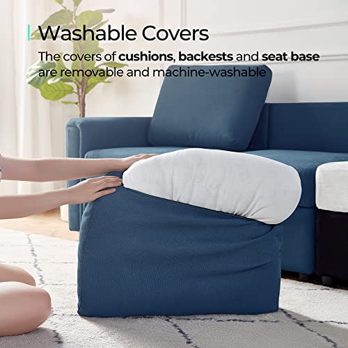 Modular Sectional Sofa with Storage, U Shaped Couch, Blue Y4358