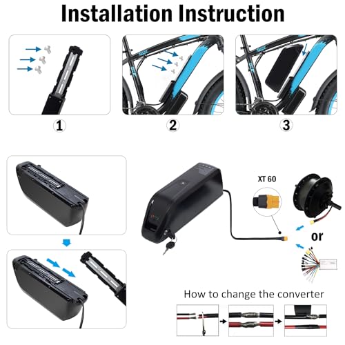 Ebike Battery 52V 20Ah Down Tube for 200-2000W Motor, with Charger D384
