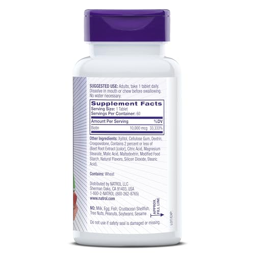 Biotin 10000mcg Dietary Supplement, 200 Tablets C69831