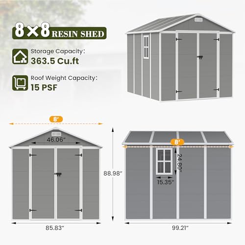 Outdoor Storage Shed 6 x 6 FT Resin Garden Shed with Lockable Door U891
