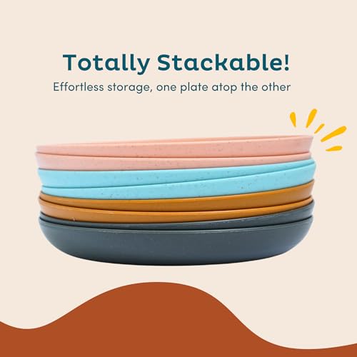 Wheat Straw Dinner Plates Set for 8, Reusable, Unbreakable, Dishwasher Safe V624286