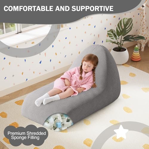 Unicorn Bean Bag Chair for Kids with Filler, Corduroy Floor Lounger, Pink W9694
