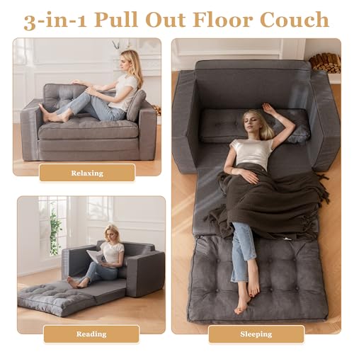 Loveseat Sleeper Sofa Convertible Sofa Bed Couch with Reclining Backrest and Pillows A86014