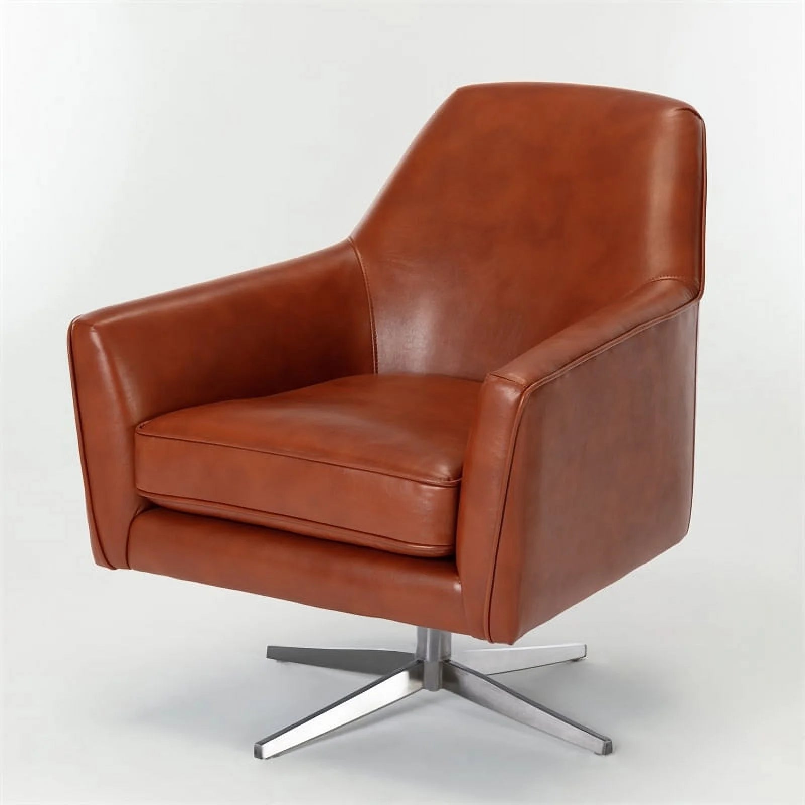 Mid-Century Faux Leather Swivel Armchair H237
