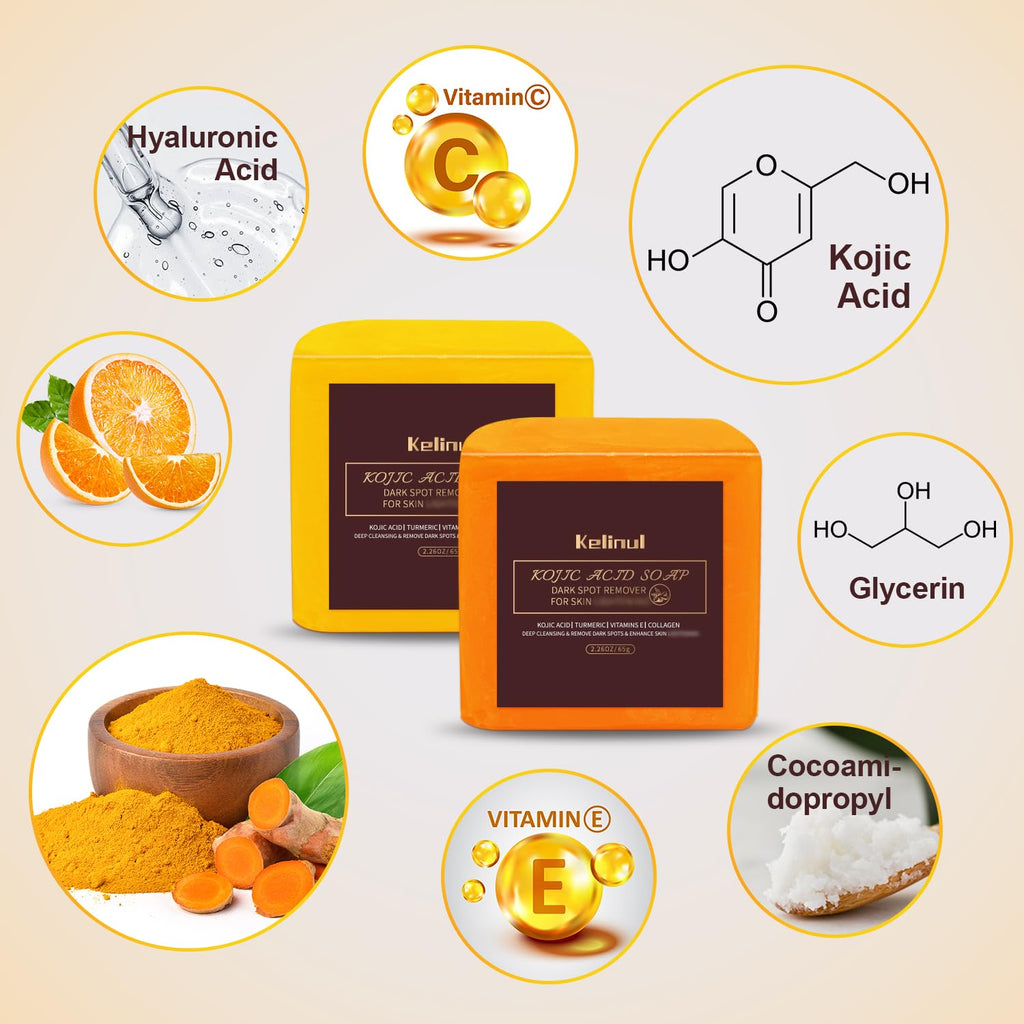 Kojic Acid Soap Bars for Dark Spots, Face and Body, 9 oz, 4 Count S674
