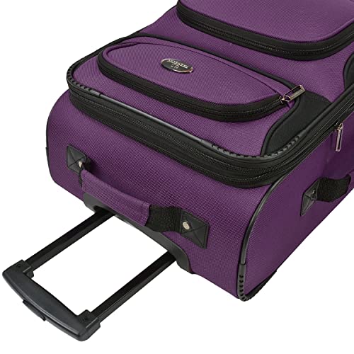 Rugged Fabric Expandable Carry-on Luggage Set, Purple, 4 Wheel C247776