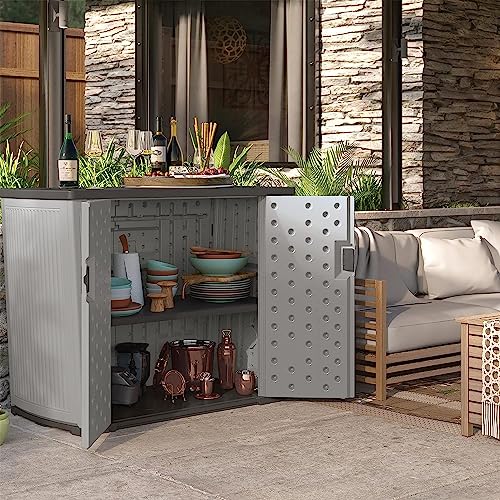 Outdoor Storage Shed for Patio and Garden, 130 Gallon, Dove Gray J61711