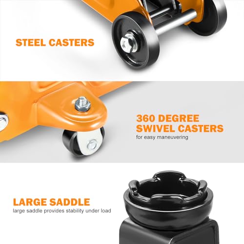 Floor Jack 3 Ton Capacity, Low Profile Heavy Duty Hydraulic Car Jack, Lifting Range 3"-20" O821