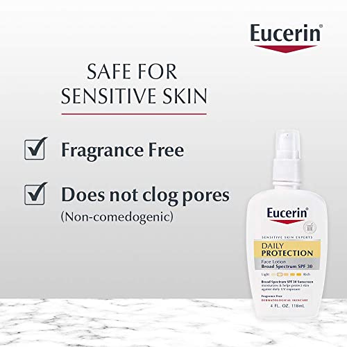 Daily Protection Face Lotion SPF 30 Sunscreen for Sensitive Dry Skin, Fragrance Free, 4 Fl Oz Z648318