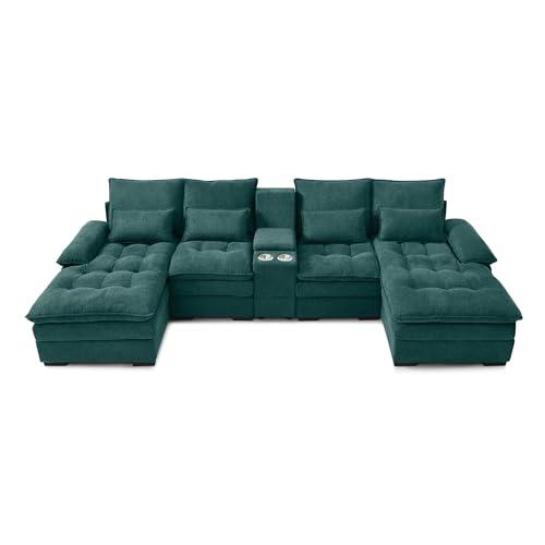 Modular Sectional Sofa with Ottoman, U-Shaped Lounge Couch H930