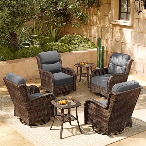 Outdoor Wicker Conversation Set with Cushions, 7 Pieces P4930