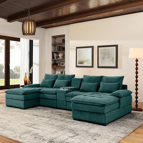 Modular Sectional Sofa with Ottoman, U-Shaped Lounge Couch H930