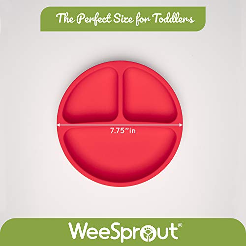 Suction Plates with Lids for Babies & Toddlers, 100% Silicone, Divided Design, 3 Pack V600561