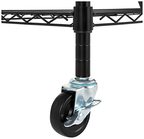5-Shelf Adjustable Heavy Duty Storage Shelving Unit on Wheel Casters, Metal Wire Rack, Black A697
