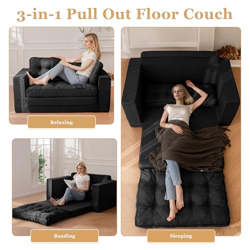 Loveseat Sleeper Sofa Convertible Sofa Bed Couch with Reclining Backrest and Pillows A86014