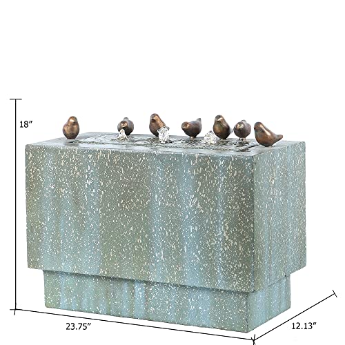 24" Gray Rectangular Resin Outdoor Bubbler Fountain with LED Lights U32648