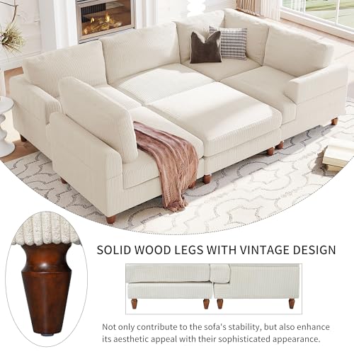 Modular Sectional Sofa with Ottoman, U-Shaped Lounge Couch H930