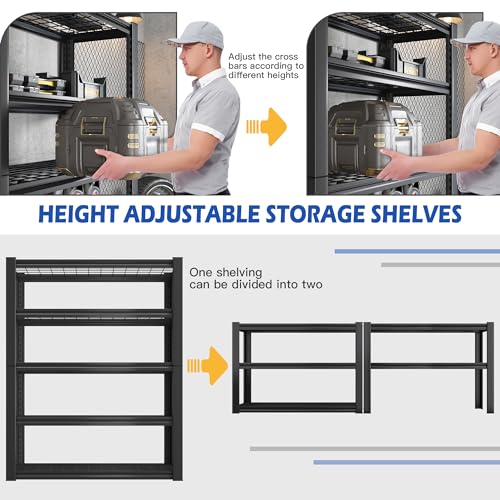 Heavy Duty Metal Shelving 5 Tier Adjustable Storage Shelves, 72" H x 35.5" W x 16" D, Black D96275