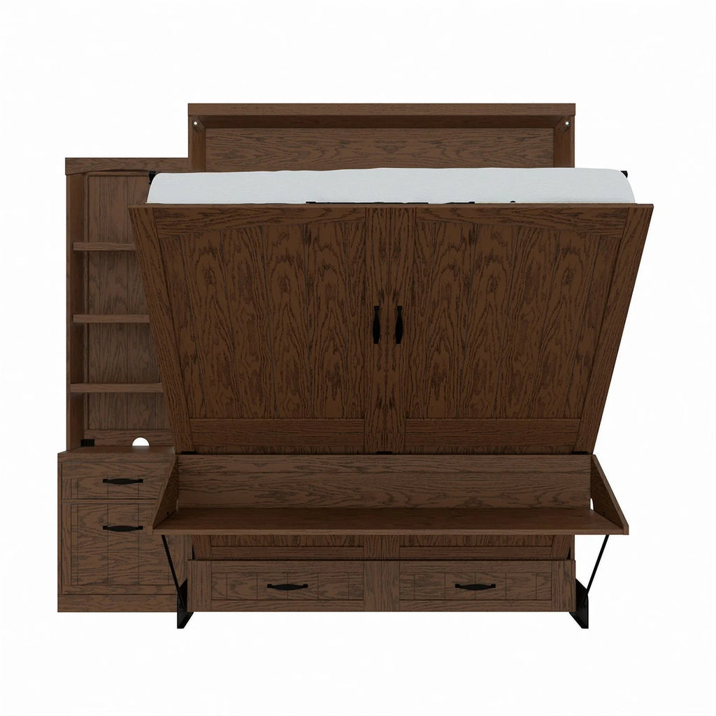 Queen Murphy Wall Bed with Desk and Shelf Storage N66383