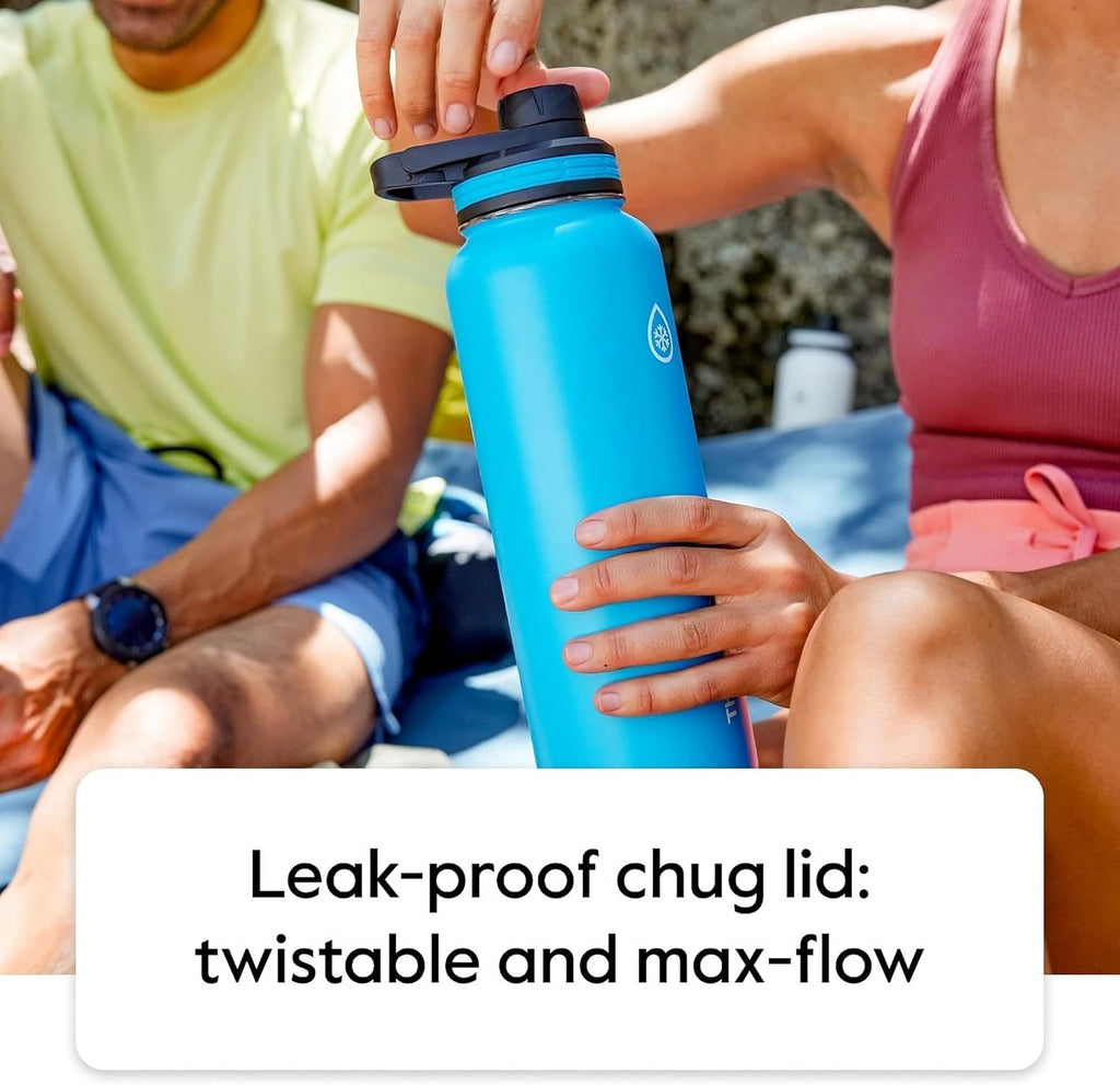 24 oz Double Wall Vacuum Insulated Stainless Steel Water Bottles 2-Pack, White/Coral R81820