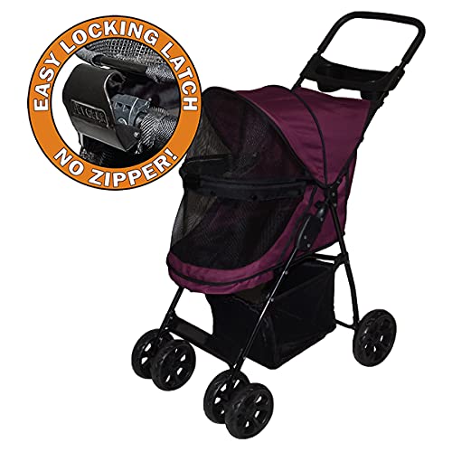 Pet Stroller for Cats and Dogs, Zipperless Entry, Easy Fold A568