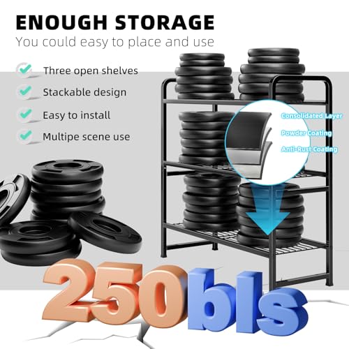 Heavy Duty Metal Wire Shelving Unit, 3 Tier, Stackable Storage Rack C875