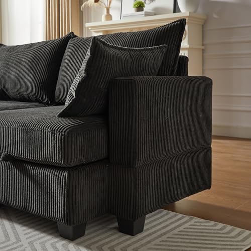 U-Shaped Oversized Modular Sectional Sofa with Corduroy Upholstery and 2 Pillows I415
