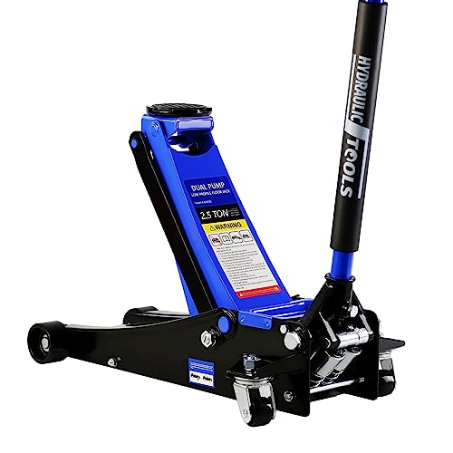 Heavy Duty Hydraulic Floor Jack, Low Profile Steel Racing Jack, 2 Ton Capacity, Blue H1350