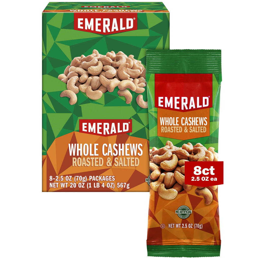 Roasted & Salted Whole Cashews, 8 Count Box, 20 oz, Pack of 6 F499683