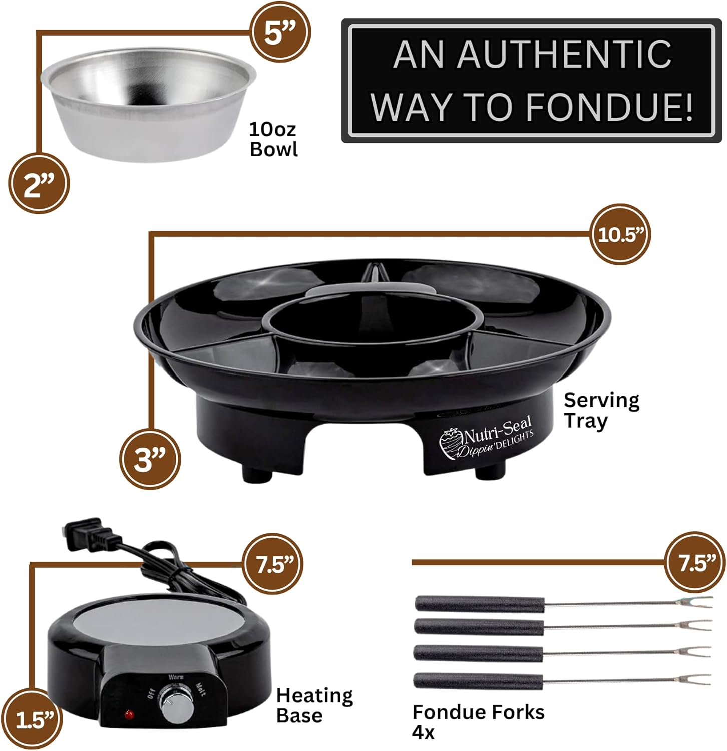 Electric Fondue Pot Set with 4 Roasting Forks J72490