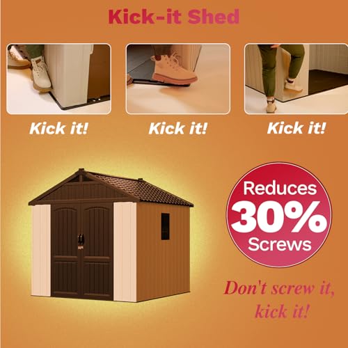 Outdoor Plastic Storage Shed with Floor, Window and Lockable Door A4787