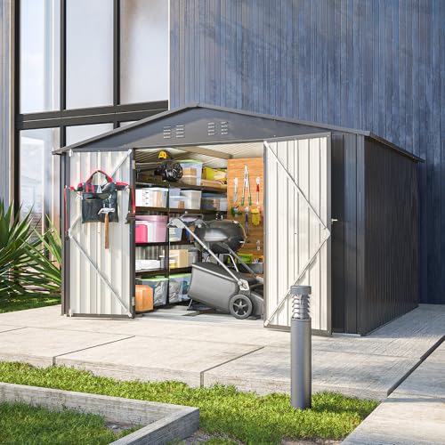 Outdoor Storage Shed, Heavy-Duty All-Weather Tool Shed with Lockable Doors C3585